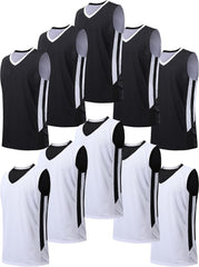 10 Pack Youth Boys Reversible Mesh Performance Athletic Basketball Jerseys Blank Team Uniforms for Sports Scrimmage Bulk