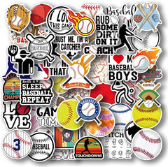 50 Pieces Baseball Stickers, Baseball Vinyl Stickers Decals for Water Bottle, Helmet, Laptop, Phone, Baseball Gifts, Baseball Party Favors, Sport Stickers Baseball Decorations for Kids Teens Boy